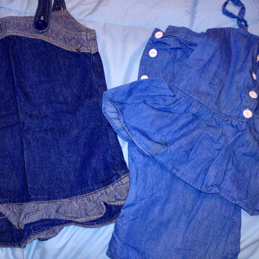 Girl's sz 6 denim dress and lightweight denim outfit.